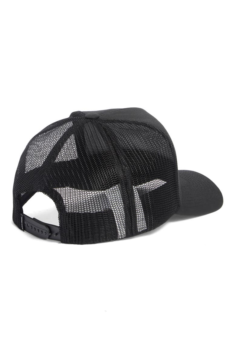Hubal Netplus® Embroidered Logo Patch Snapback Trucker Hat, Alternate, color, BLACK/ BLACK