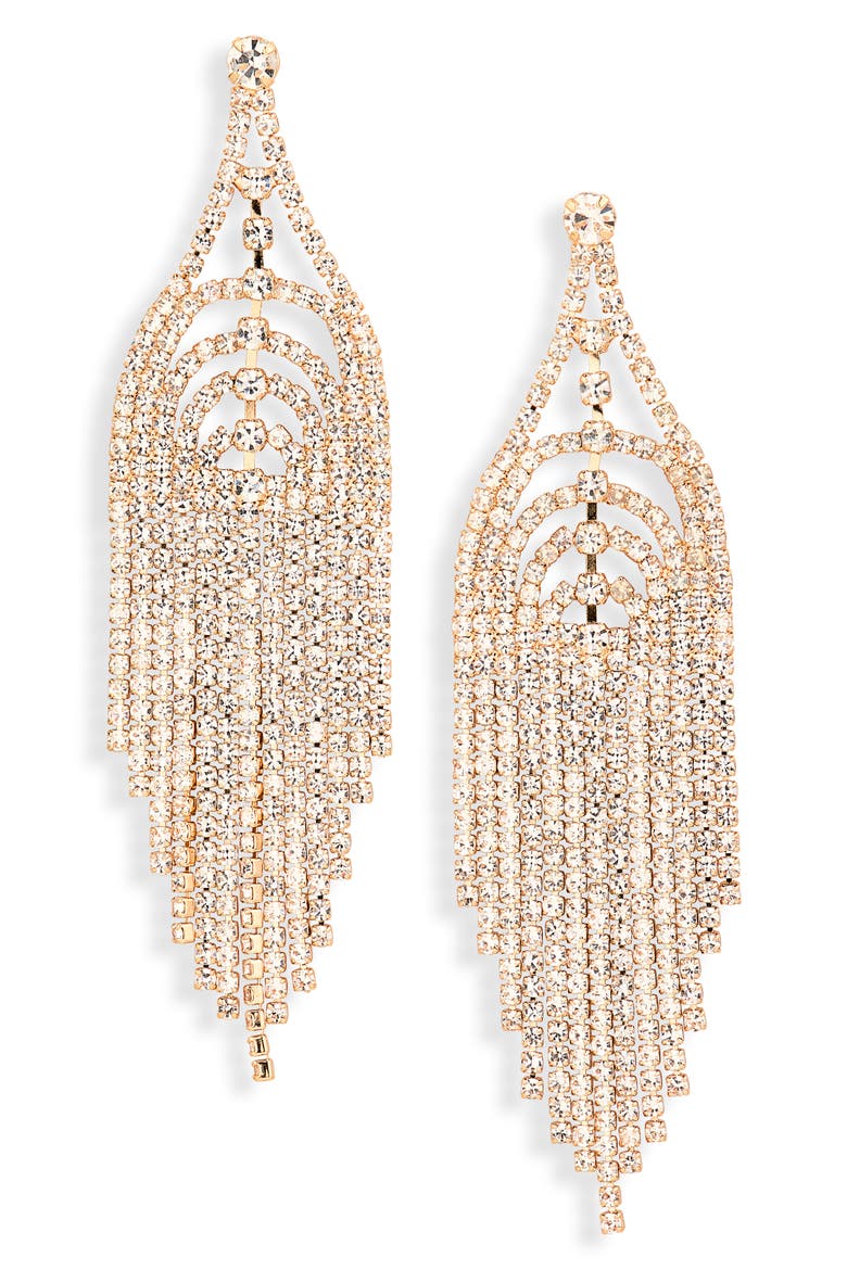 Amazing Crystal Fringe Drop Earrings, Main, color, CLEAR - GOLD TONE
