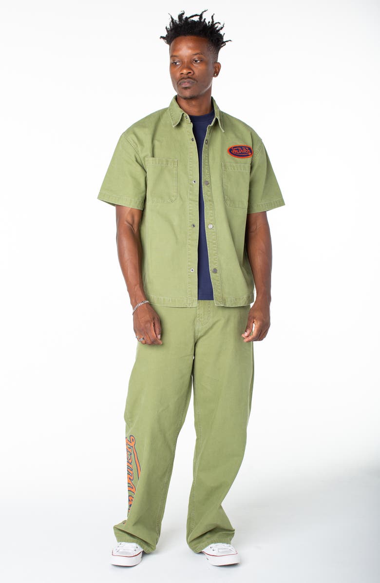 Von Dutch Short Sleeve Snap Front Hell  Shirt, Alternate, color, Sphagnum