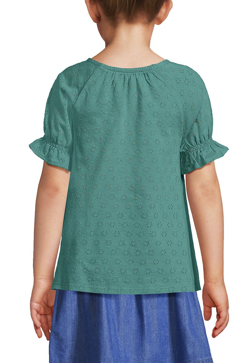 Girls Plus Short Sleeve Eyelet Ruffle Sleeve Top, Alternate, color, Teal Shadow