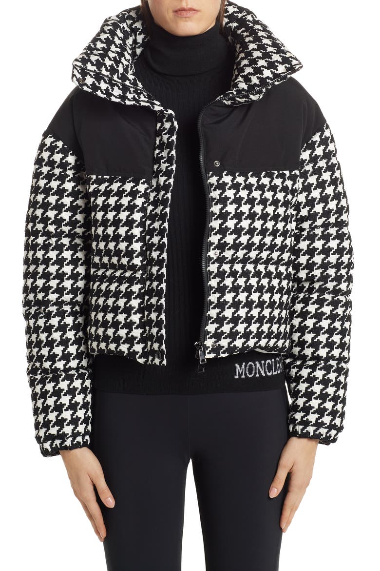 Nil Houndstooth Quilted Down Jacket, Main, color, WHITE