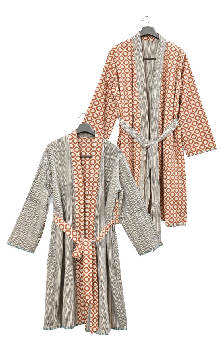 Verve Culture Block Print Reversible Robe, Main, color, Block Print