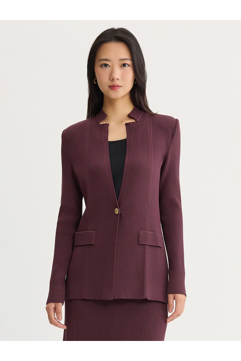 Tailored Tonal Ribbed Knit Jacket, Main, color, Mahogany