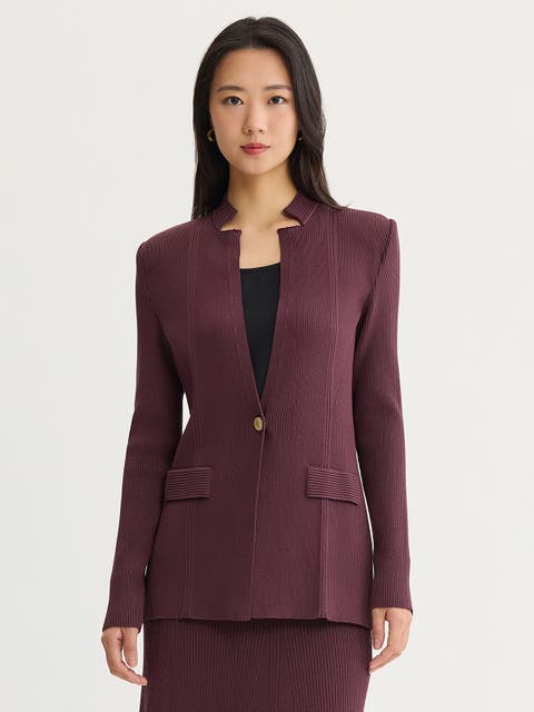 Tailored Tonal Ribbed Knit Jacket