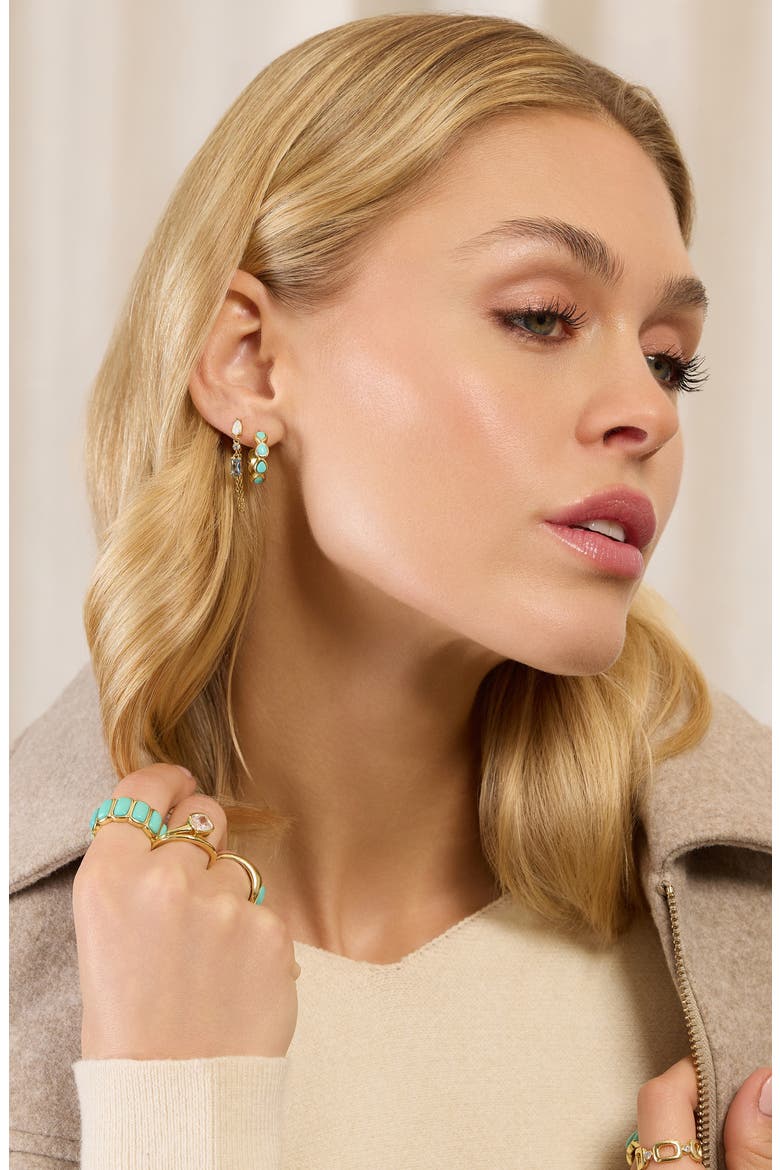 Multi Stone Chain Drop Earring, Alternate, color, GOLD
