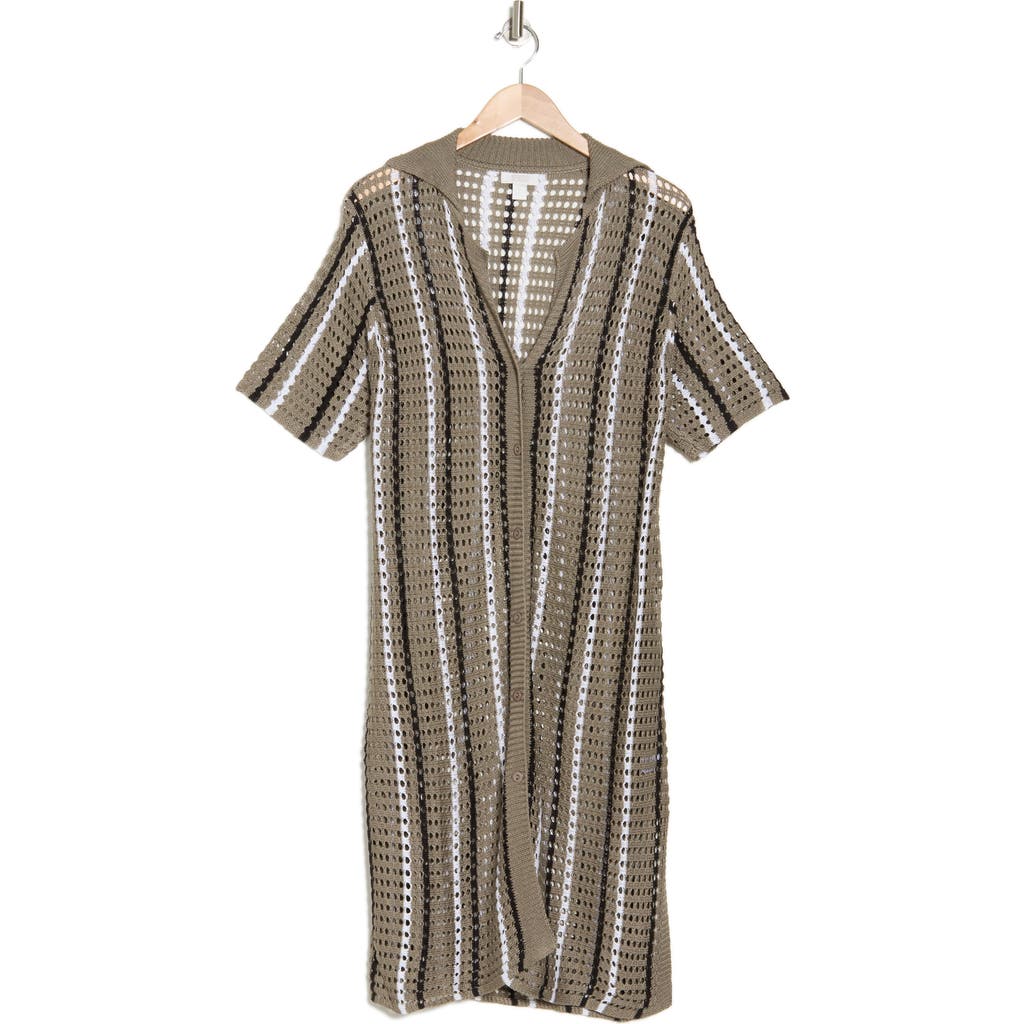 NORDSTROM RACK NORDSTROM RACK OPEN KNIT BUTTON-UP COVER-UP DRESS