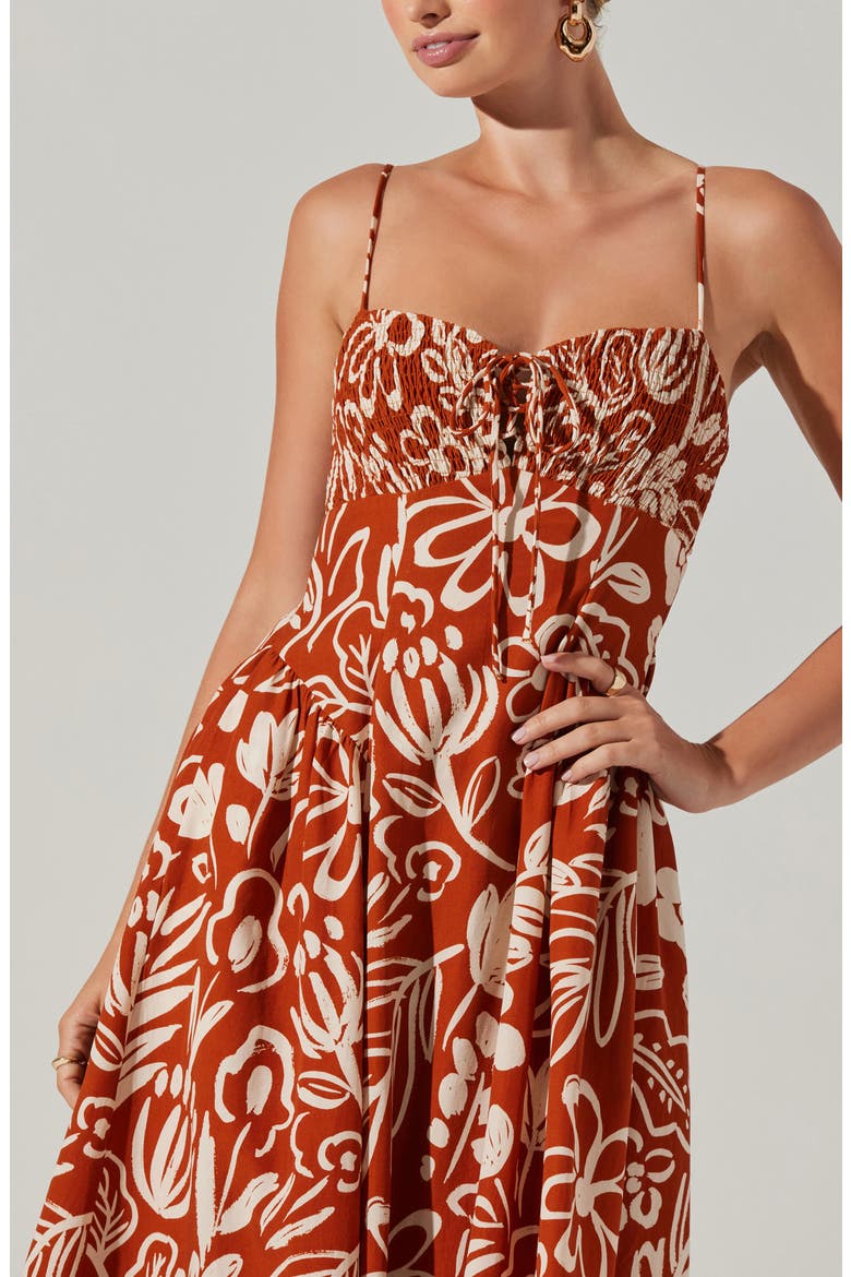 Sarai Floral Midi Sundress, Alternate, color, RUST CREAM FLORAL