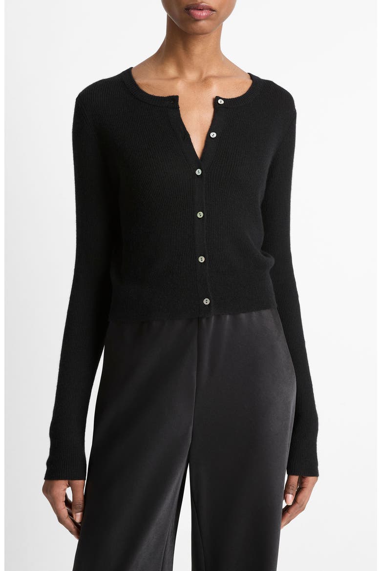 Cashmere & Silk Rib Cardigan, Main, color, BLACK