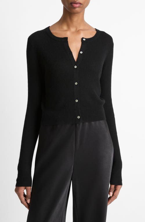 Shop Vince Cashmere & Silk Rib Cardigan In Black