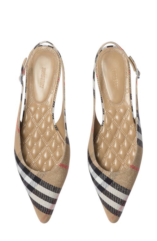 Burberry Check Birdie Slingback Ballerina Flats Women In Sand Ip Check