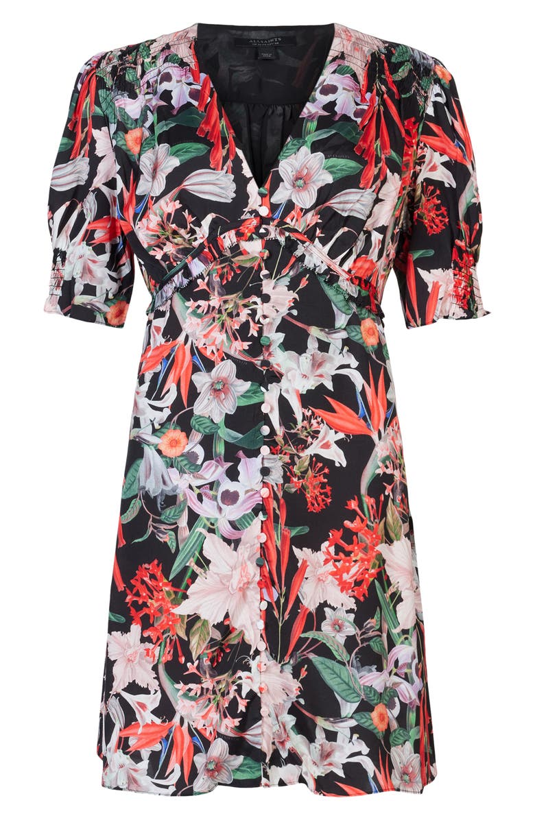 AllSaints Demi Leondra Floral Satin Dress, Alternate, color, 