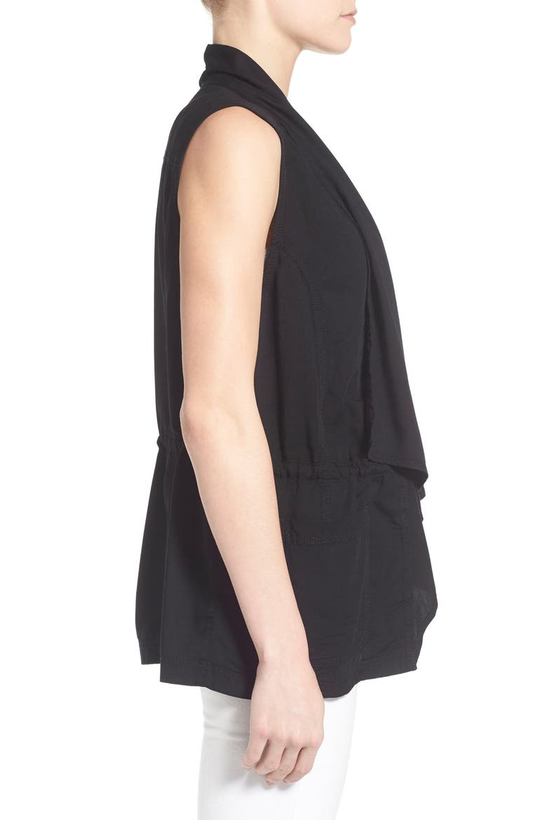 Draped Utility Vest, Alternate, color, BLACK