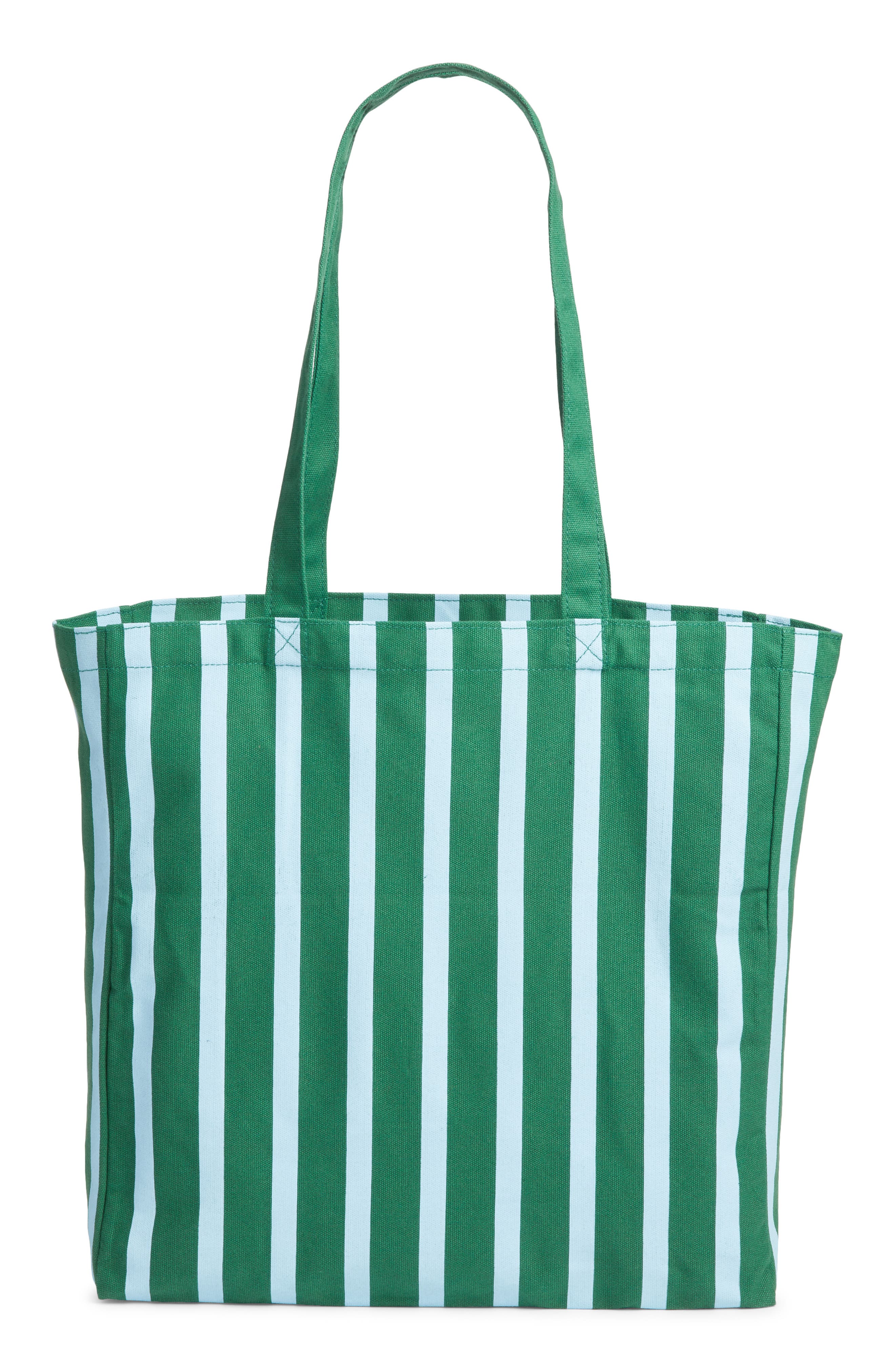 Large 125th Anniversary Tote, Alternate, color, GREEN- TEAL LILY STRIPE