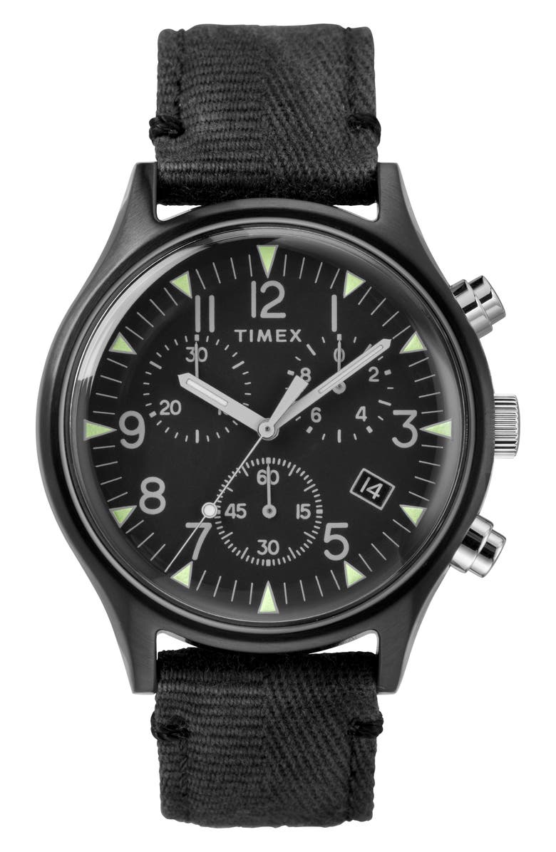 Timex<sup>®</sup> MK1 Chronograph Fabric Strap Watch, 42mm, Main, color,