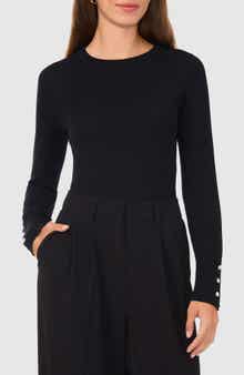 Halogen® Button Cuff Cotton Blend Sweater