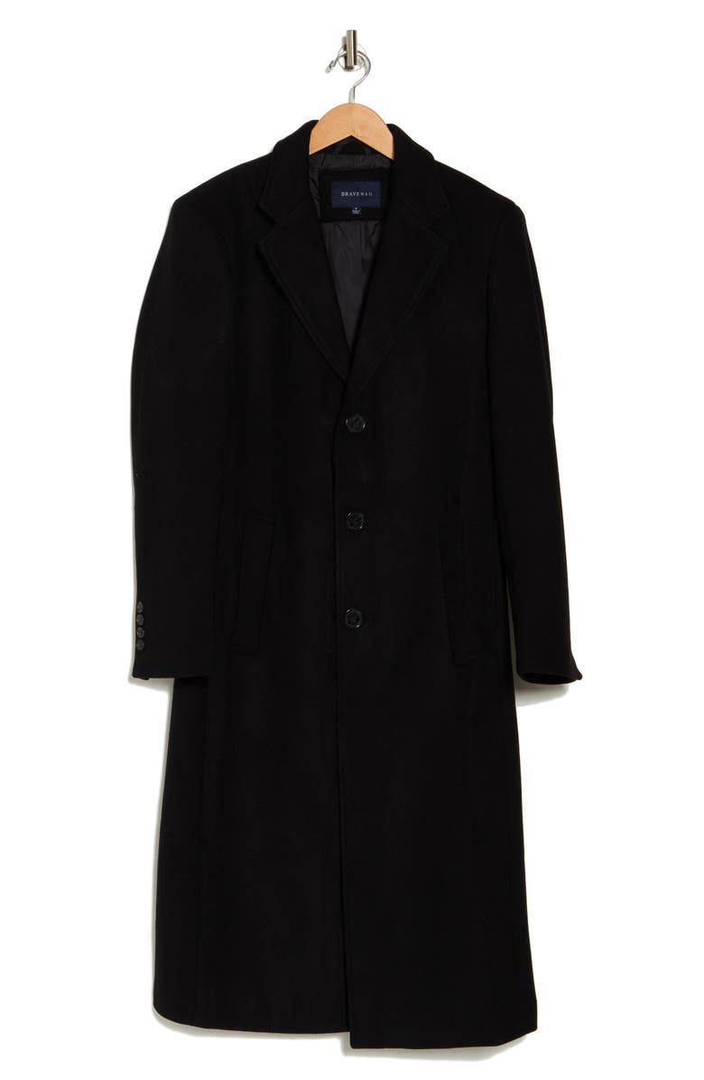 Braveman Three Button Knee Length Coat, Alternate, color, Black