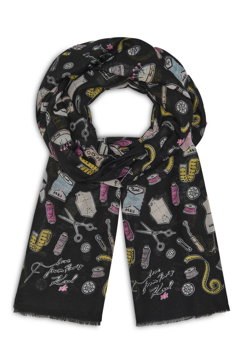 Choupette's Atelier Logo Scarf, Alternate, color, BLACK