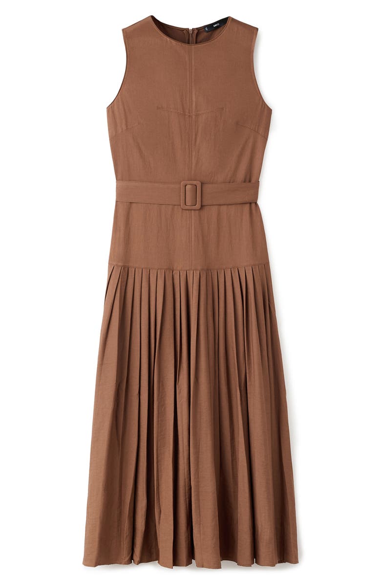 MANGO Sleeveless Pleated A-Line Dress, Main, color, 