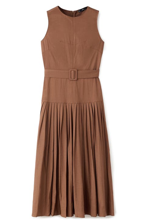 Sleeveless Pleated A-Line Dress