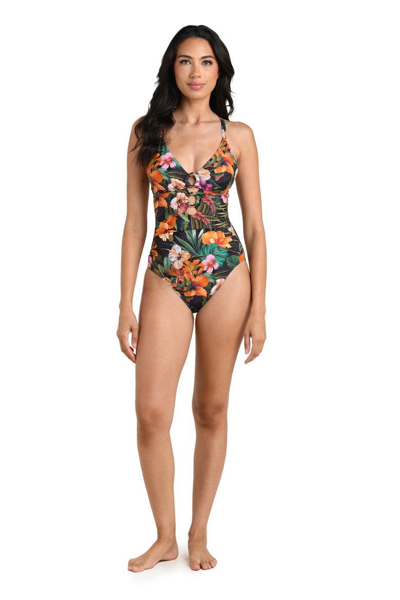 Tropical Hideaway Underwire One-Piece Swimsuit, Alternate, color, ORANGE MULTI