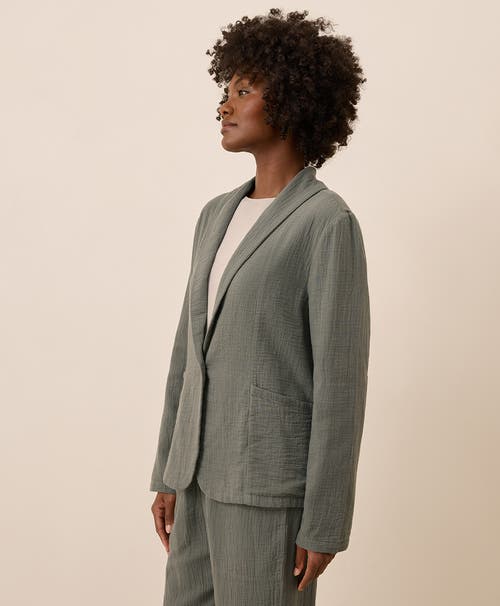 Pact Organic Cotton Coastal Double Gauze Lined Easy Jacket In Green