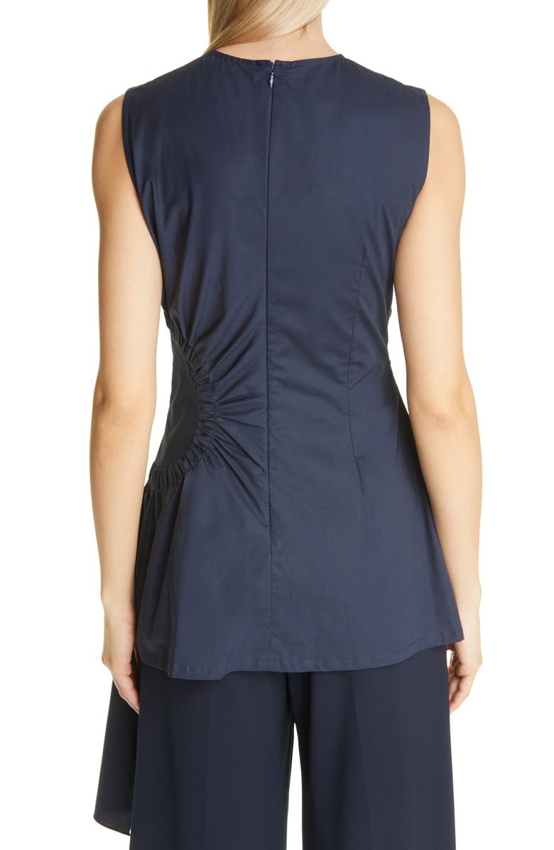 Lela Rose Asymmetrical Ruched Poplin Top, Alternate, color,