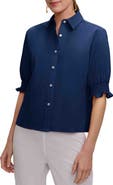 Foxcroft Vivienne Elbow Sleeve Matte Sateen Button-Up Shirt