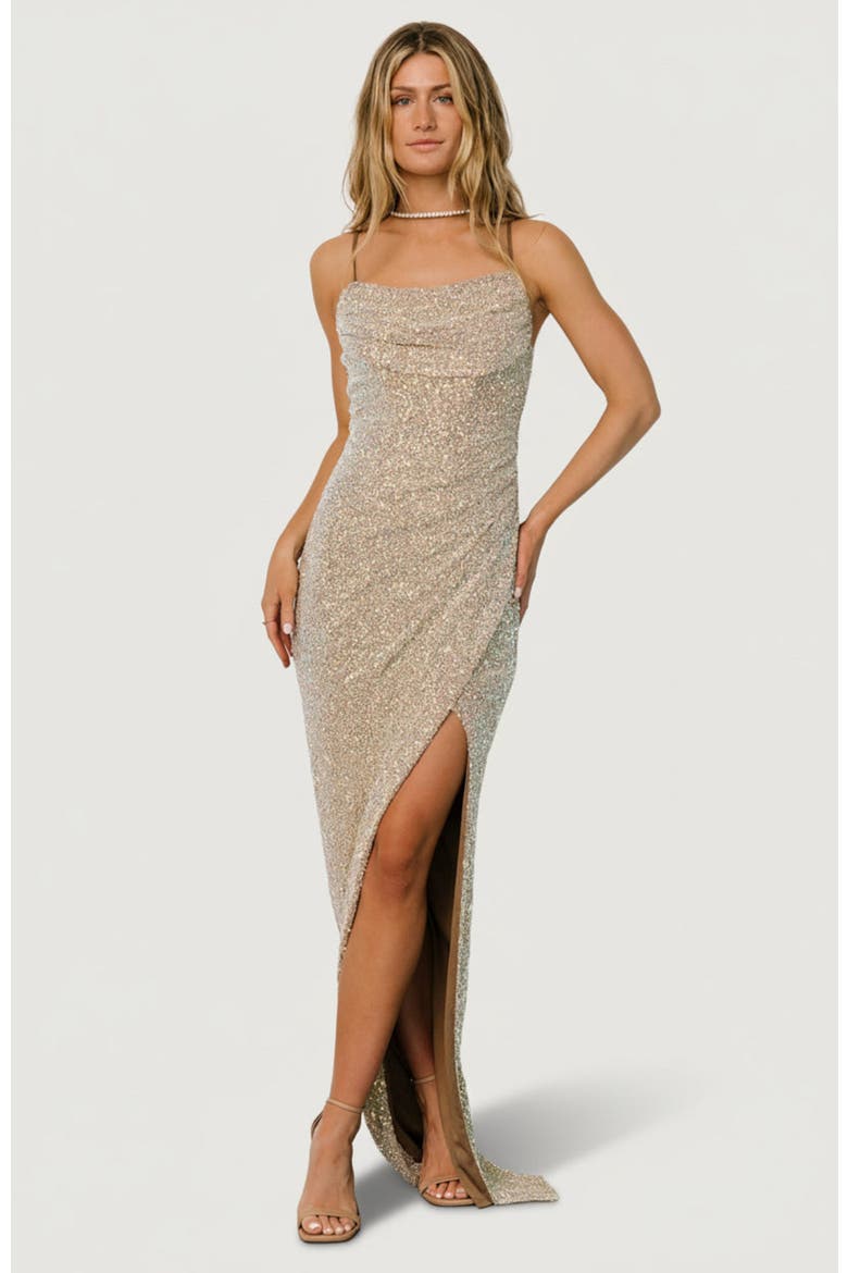 Melania Sequin Gown, Main, color, Natural