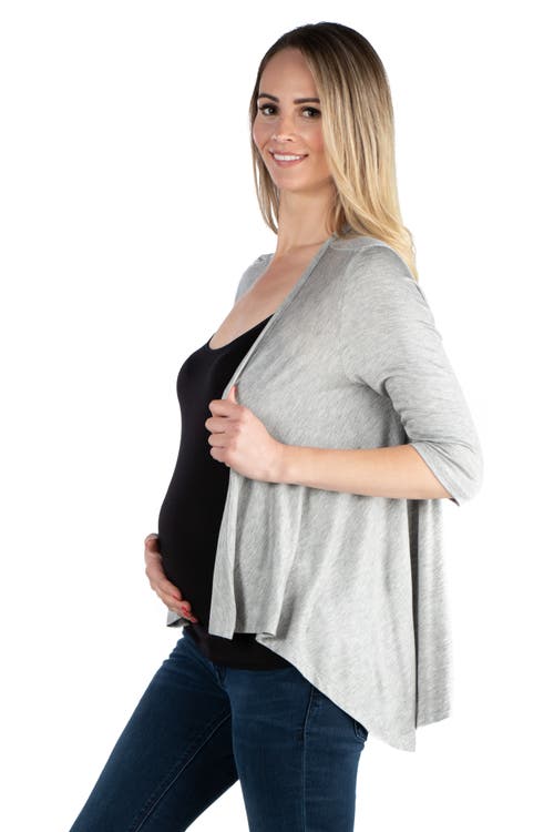 24seven Comfort Apparel Maternity Elbow Length Sleeve Open Cardigan