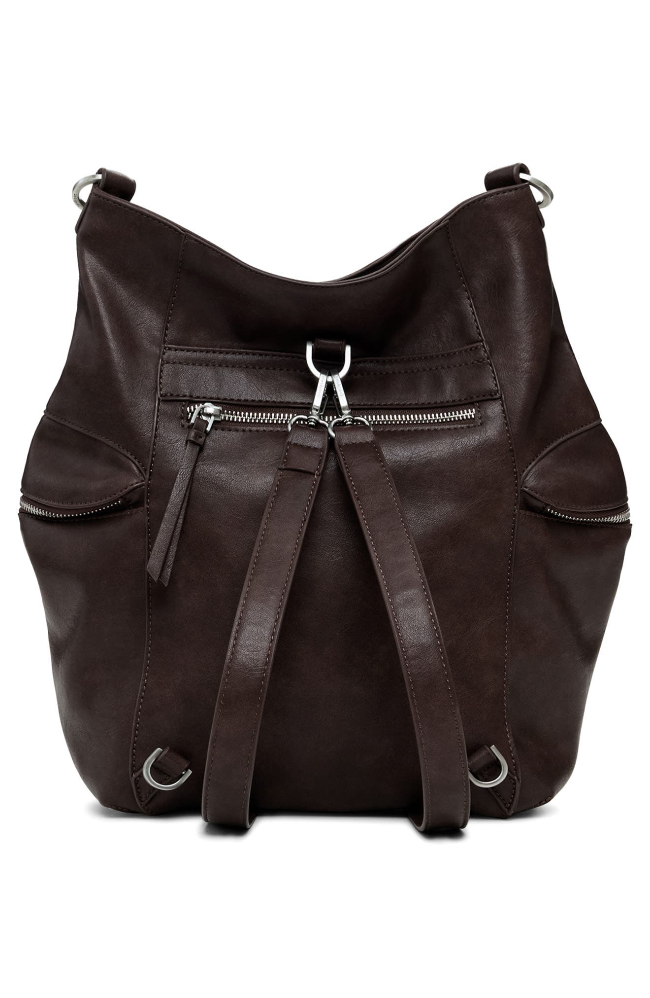 Desigual Big Faux Leather Backpack, Alternate, color, Dark Brown