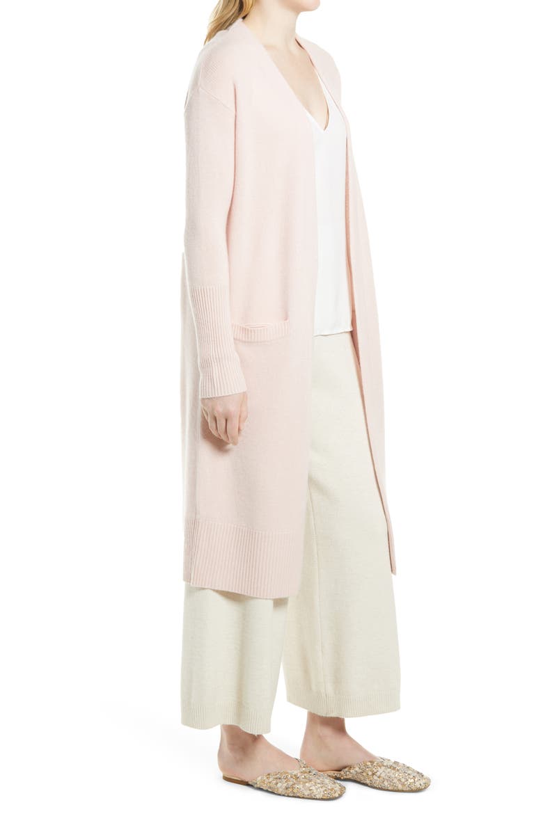 Longline Wool & Cashmere Cardigan, Alternate, color, PINK LOTUS