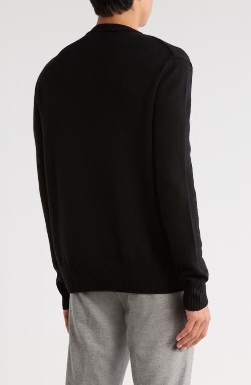 Bugatchi Embroidered Merino Wool Crewneck Sweater In Black