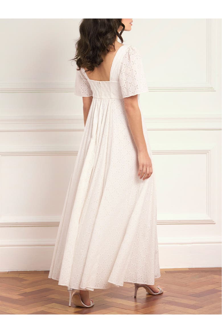 Marisol Cotton Broderie Ankle Gown, Alternate, color, Optic White