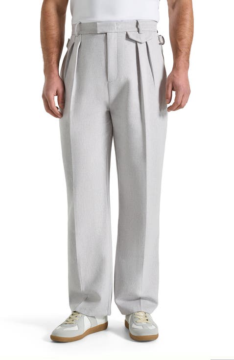 Pierre Relaxed Fit Textured Pleated Tailored Trousers