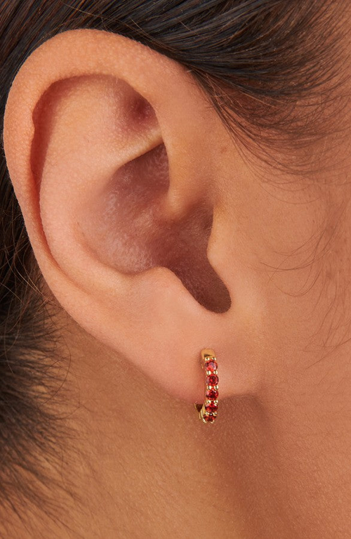Little Sky Stone Birthstone Huggies In Red