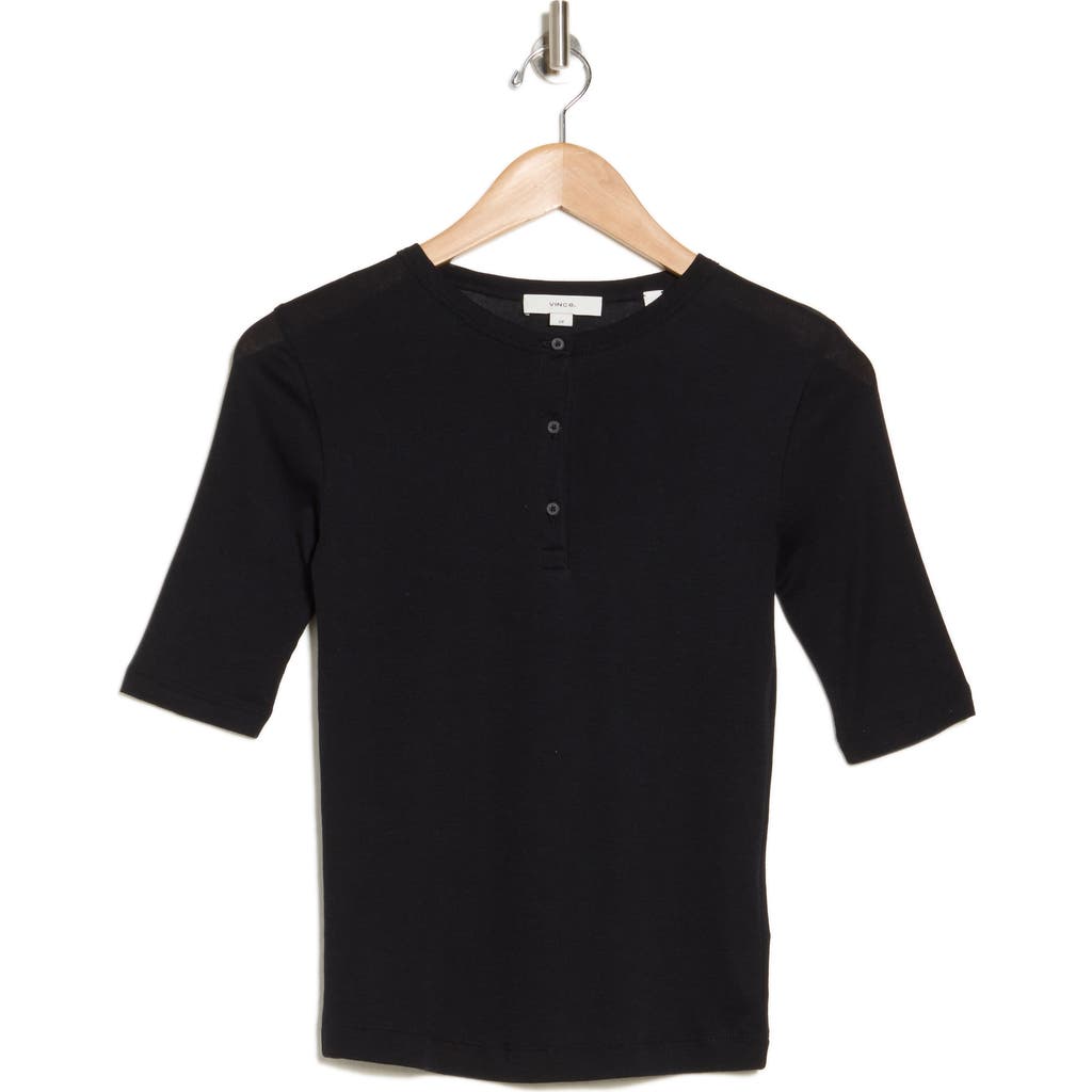 Vince Pima Cotton Henley In Coastal