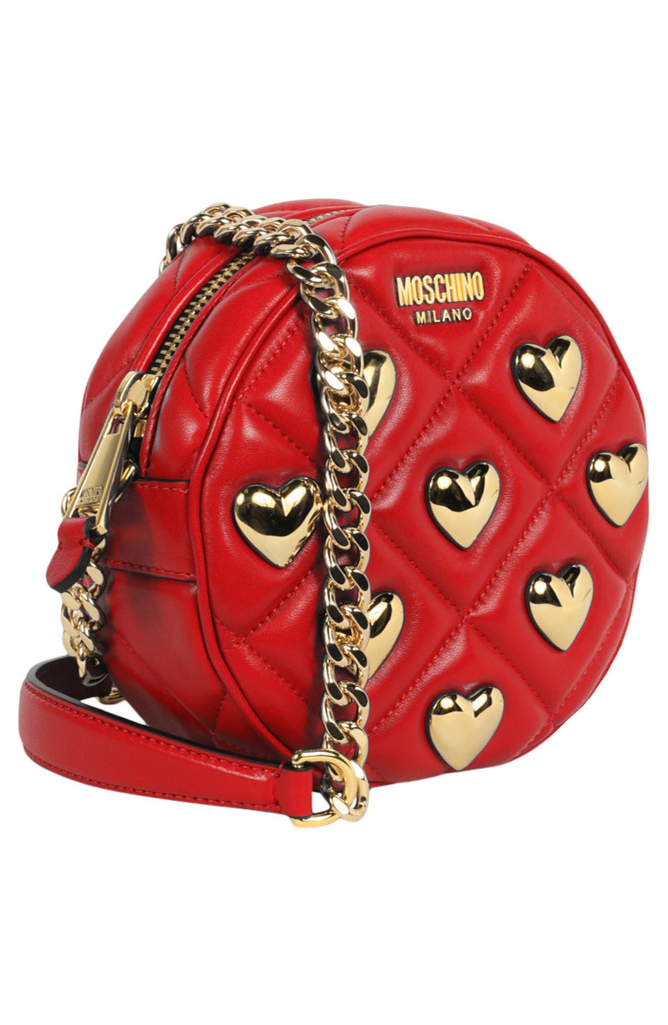 Moschino Quilted Heart Crossbody Bag, Alternate, color, 
