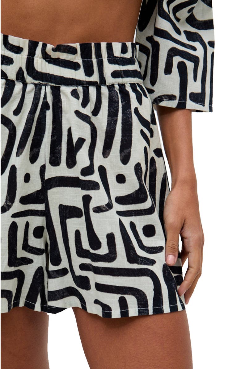 Raffya Nicola Paperbag Waist Warhol Print Short, Alternate, color, Black