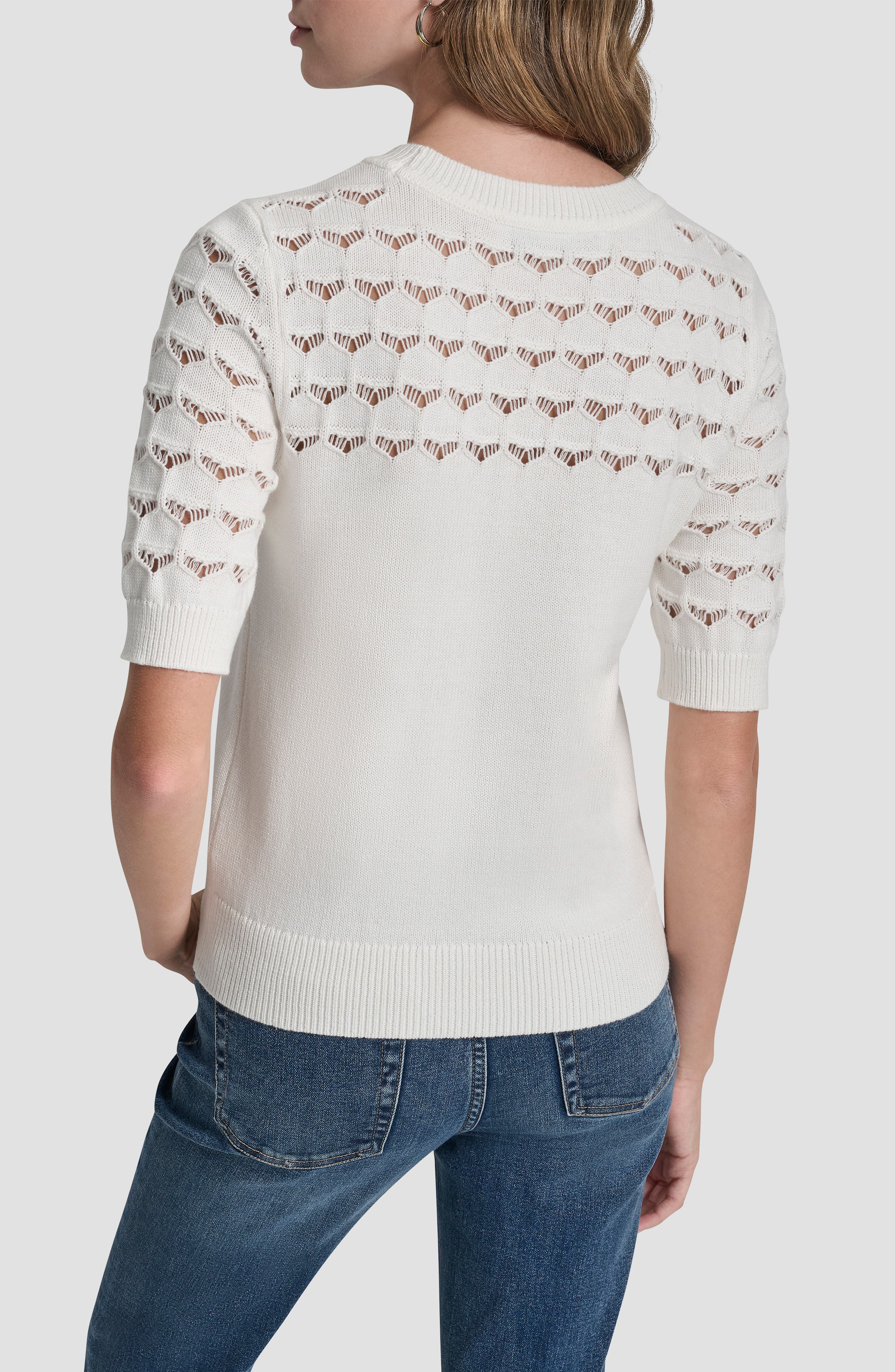 Pointelle Yoke Sweater - image 2