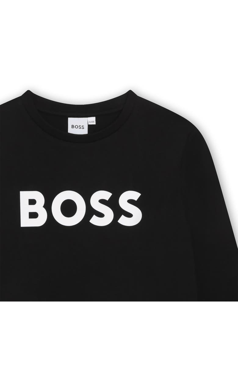 BOSS Kids' Logo Long Sleeve Graphic T-Shirt, Alternate, color, Black