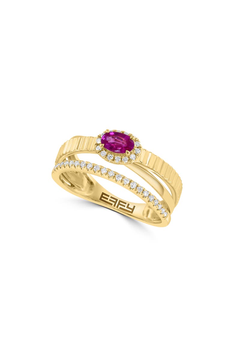 EFFY 14K Yellow Gold Diamond Ruby Ring - 0.24ct., Main, color, 