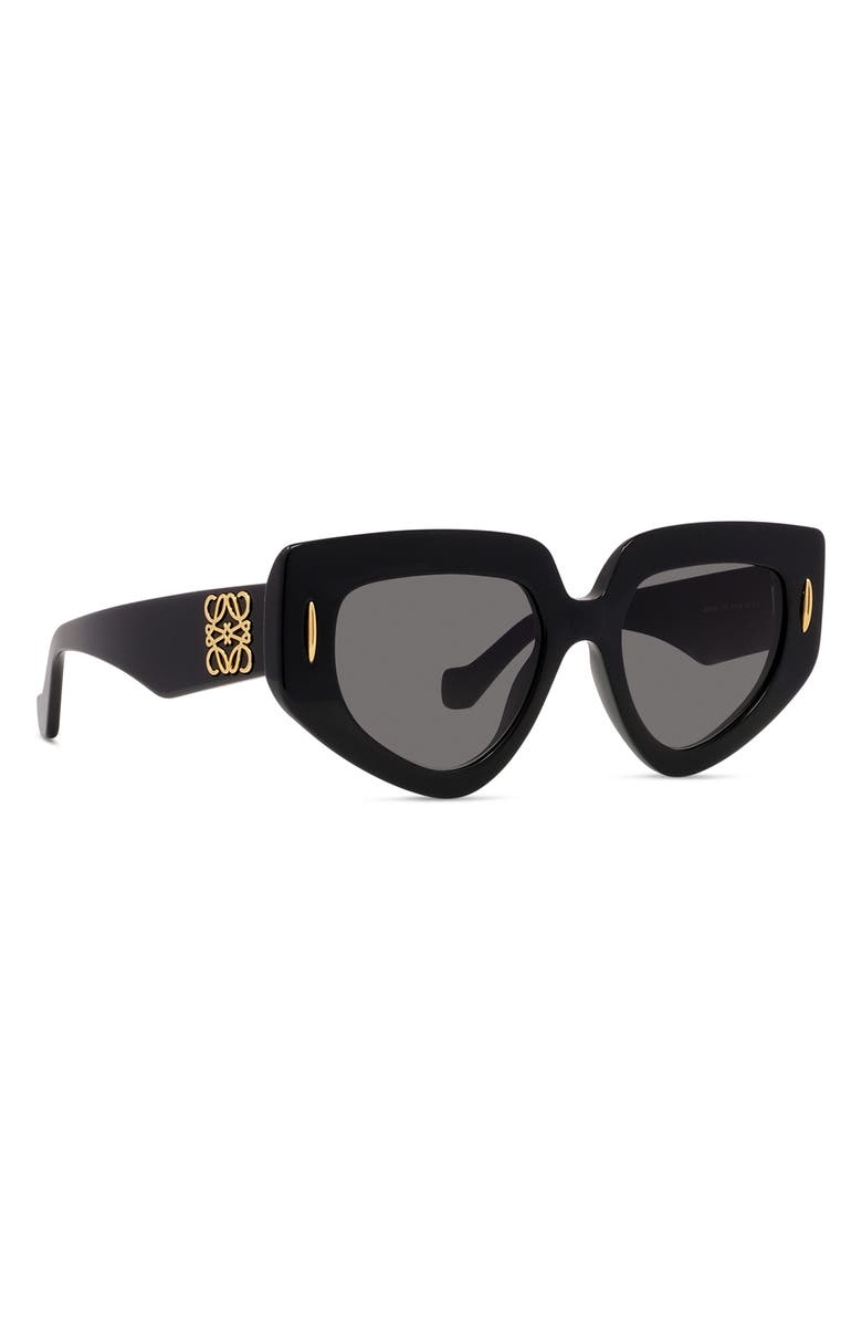 Loewe Anagram 51mm Geometric Sunglasses, Alternate, color, Shiny Black / Gradient Smoke