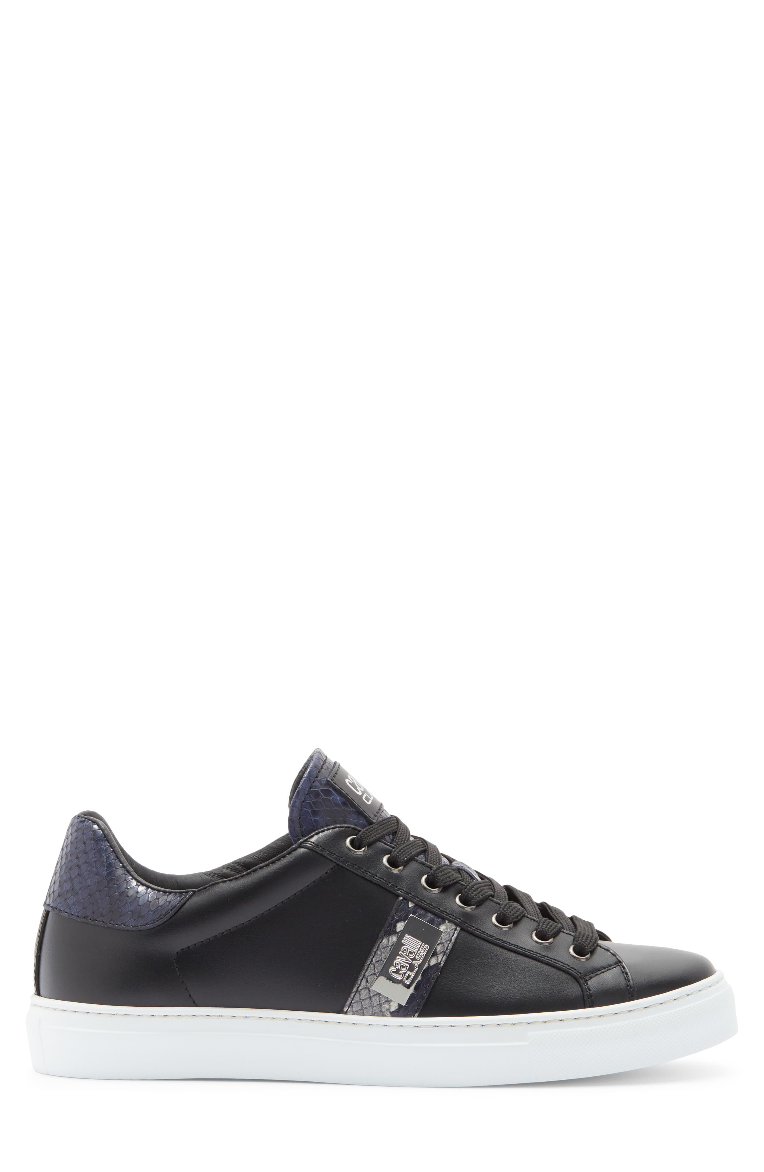 Roberto Cavalli Logo Plate Sneaker, Alternate, color, Black