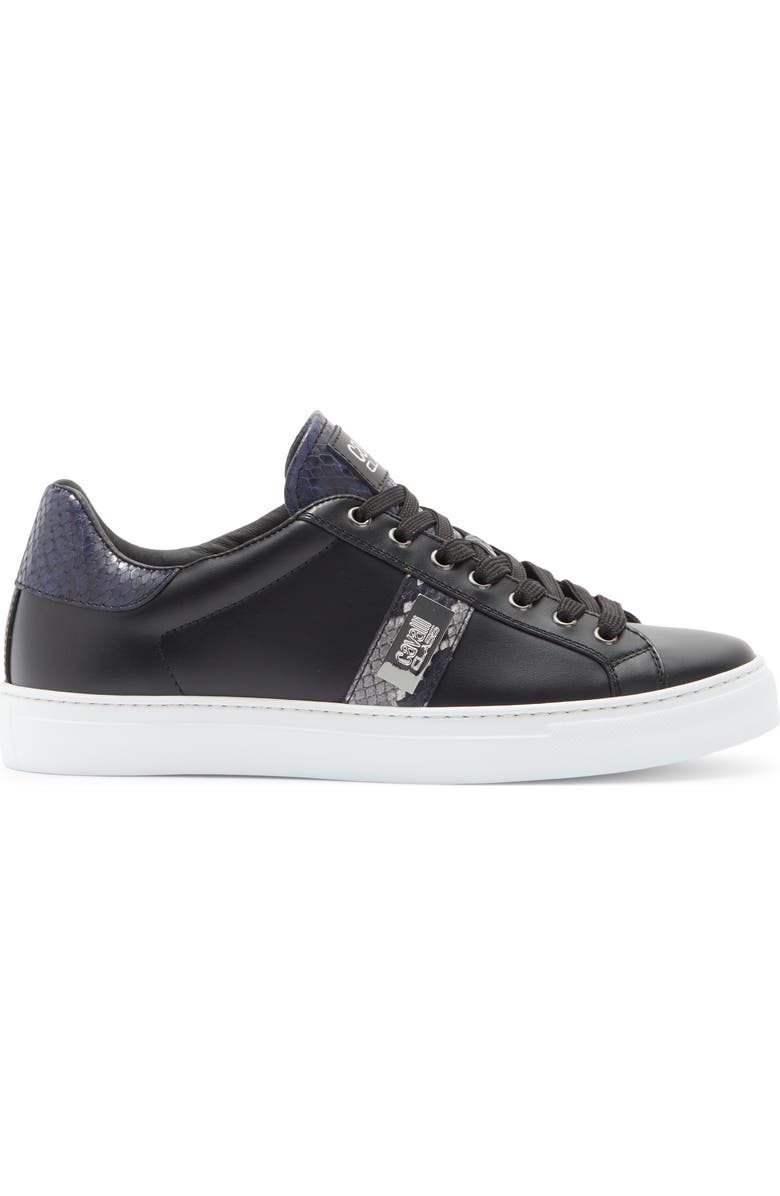 Roberto Cavalli Logo Plate Sneaker, Alternate, color, Black