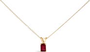Haus of Brilliance 14K Gold 6x4MM Emerald Cut Gemstone Solitaire Pendant Necklace