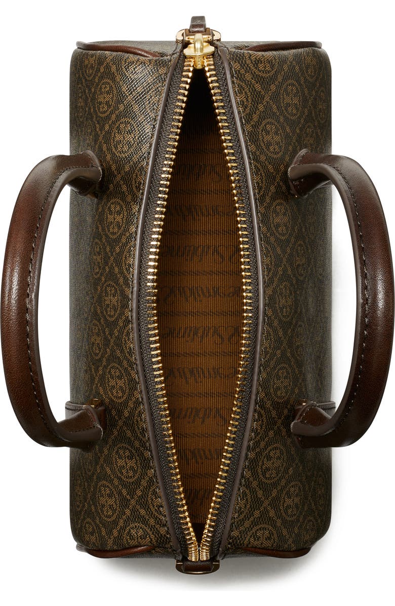 Tory Burch Mini T Monogram Coated Canvas Barrel Bag, Alternate, color, French Press