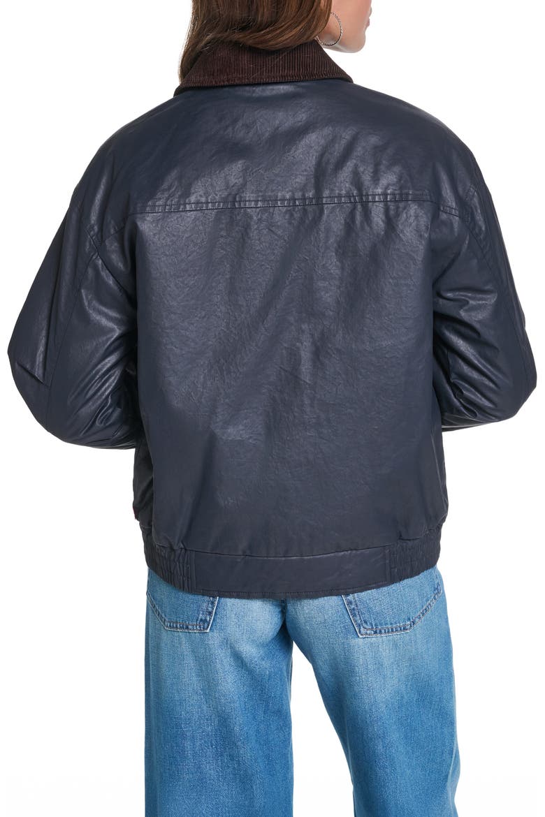 Relaxed Waxed Cotton Bomber Jacket, Alternate, color, INDIGO