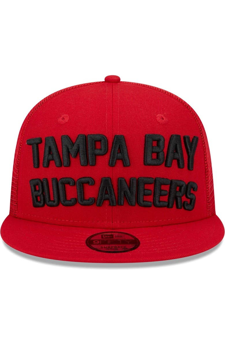 New Era Men's New Era Red Tampa Bay Buccaneers Stacked Trucker 9FIFTY Snapback Hat, Alternate, color, 