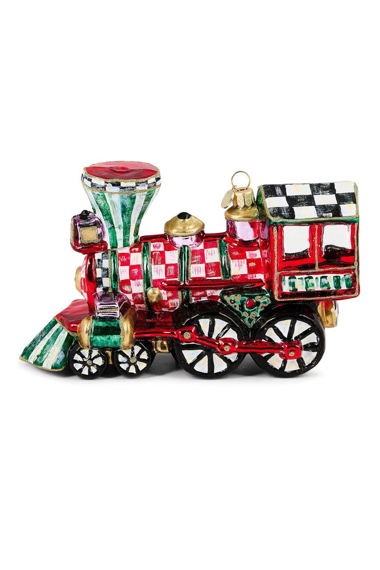 Check it Out Train Glass Ornament, Alternate, color, RED