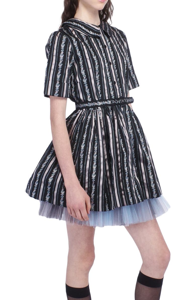 Anna Sui Ribbon Roses Belted Mini Dress, Alternate, color, Black Multi